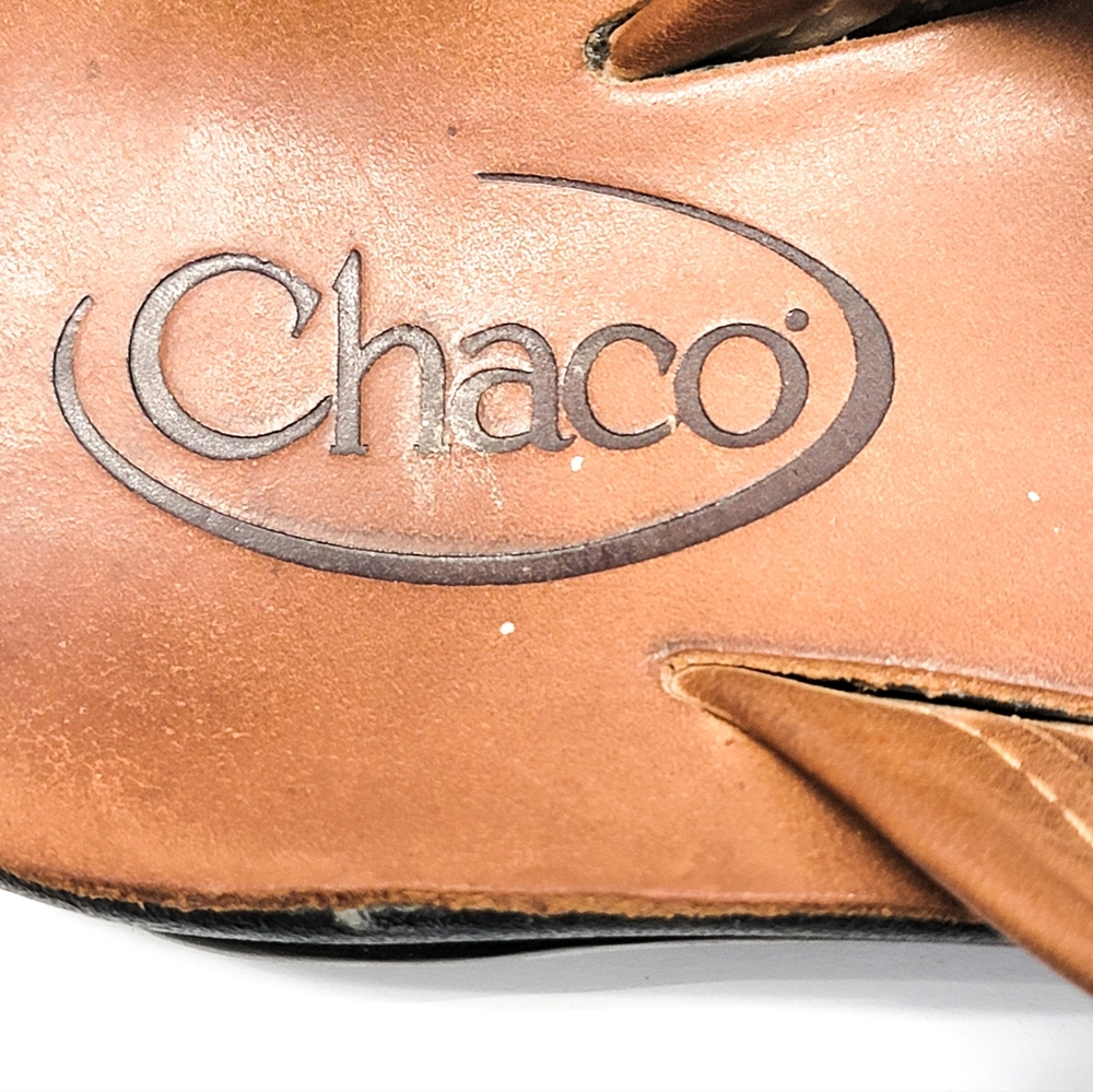 Chaco Vibram Women Sz.6 Brown Vegan Leather Thong Flip Flop Sandals - Picture 3 of 8